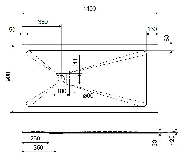 Душевой поддон Excellent Arda 140x90 белый купить в интернет-магазине Sanbest