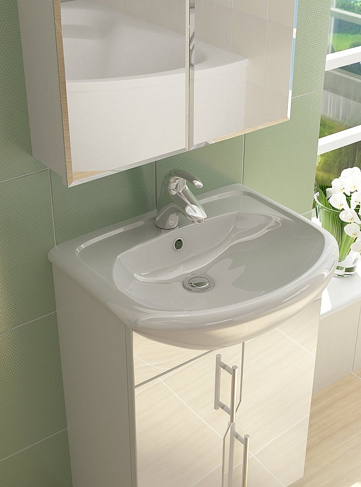 Тумба с раковиной Vigo Grand 550 белая для ванной в интернет-магазине Sanbest