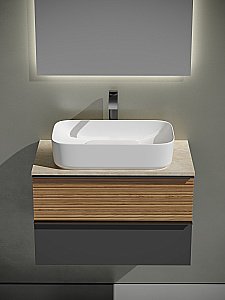 Тумба с раковиной Sancos DELTA 80 со столешницей, дуб красный/графит для ванной в интернет-магазине Sanbest