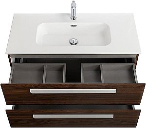 Тумба с раковиной Cezares ECO-CER-N 100 ECO-CER-N-1000-2C-SO-NCS-P орех шоколад софт для ванной в интернет-магазине Sanbest