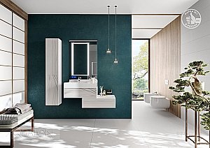 Тумба с раковиной Акватон Сакура 80 белая глянцевая/ольха наварра для ванной в интернет-магазине Sanbest