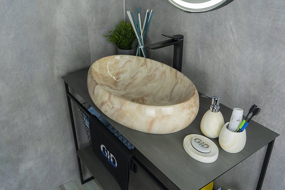 Раковина накладная Gid 60 Mnc162 54404 бежевый мрамор купить в интернет-магазине Sanbest