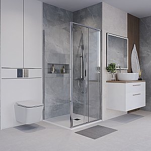 Душевой уголок Niagara Nova NG-64-10A/NG-A80-34 100х80 стекло прозрачное/профиль хром купить в интернет-магазине Sanbest