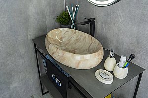 Раковина накладная Gid 60 Mnc162 54404 бежевый мрамор купить в интернет-магазине Sanbest