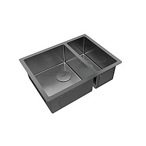 Кухонная мойка Paulmark Next 58/2S PM225844-GM вороненая сталь купить в интернет-магазине сантехники Sanbest