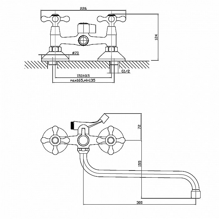 Смеситель для ванны Orange Classic Pro M72-222cr купить в интернет-магазине сантехники Sanbest