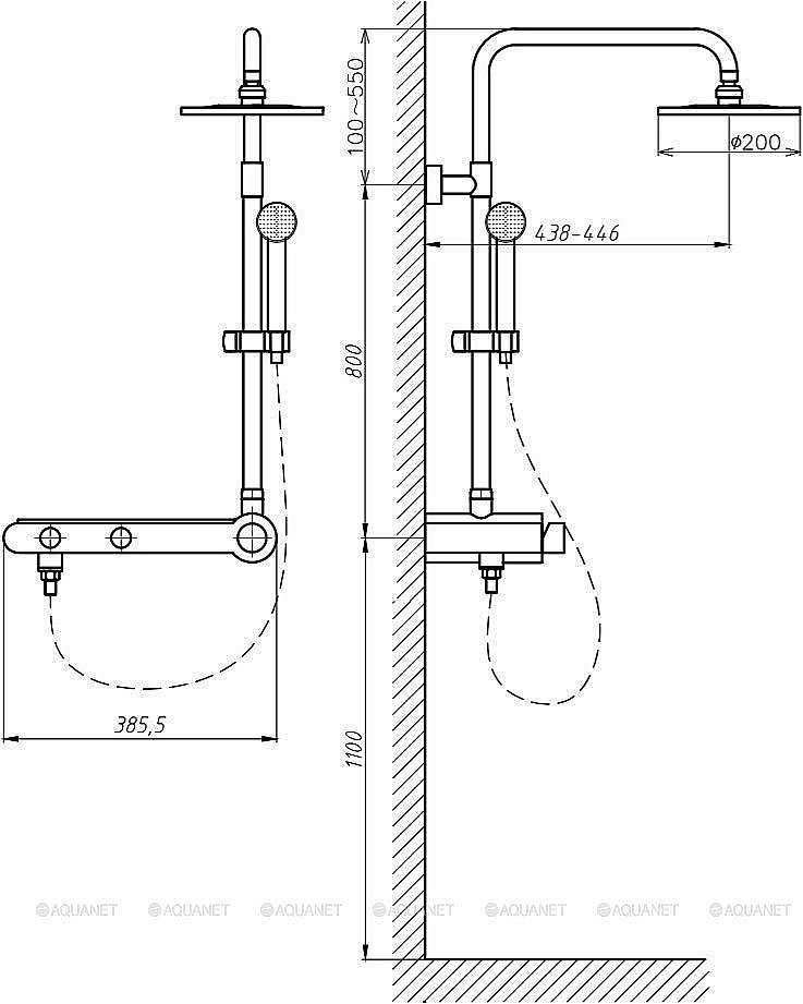 Душевая система Aquanet Steel V2 AF212-71S купить в интернет-магазине сантехники Sanbest