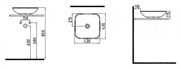 Раковина накладная Bien Harmony 43 HRLG04301FD0W3000 белая купить в интернет-магазине Sanbest