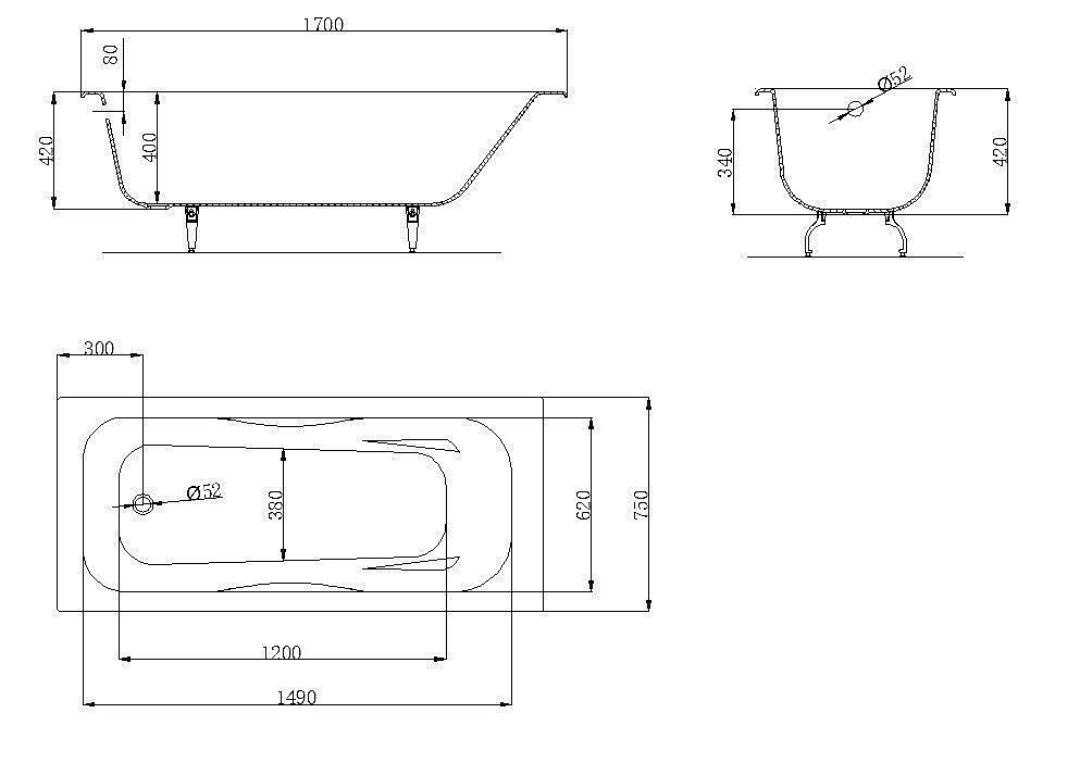 Ванна чугунная OWL 1975 Bjorn OWLIB191108 170x75 белая купить в интернет-магазине Sanbest