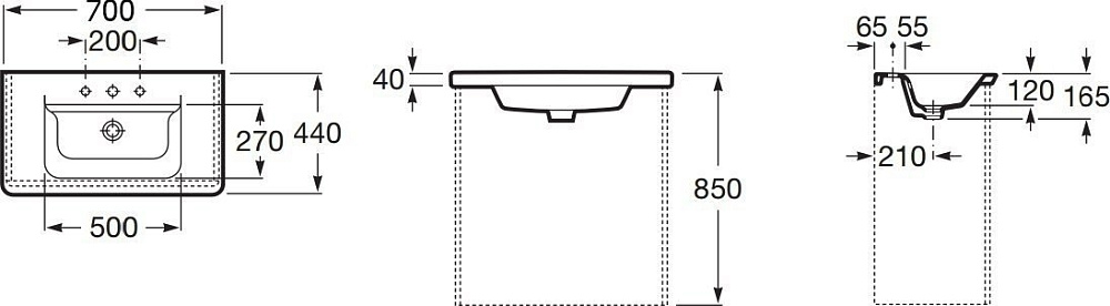 Тумба с раковиной Roca The Gap Original ZRU9302733 70 белый матовый для ванной в интернет-магазине Sanbest