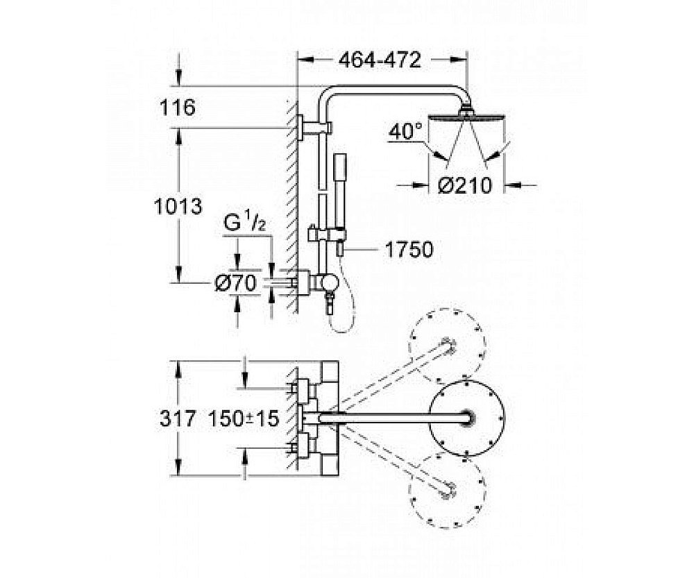Душевая система Grohe Rainshower System 27032001 купить в интернет-магазине сантехники Sanbest