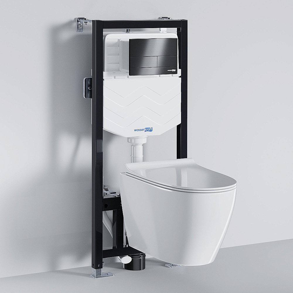 Унитаз WasserKraft Aller 10TLT.010.ME.GR04.H002 белый глянцевый, с крышкой микролифт, с инсталляцией, безободковый купить в интернет-магазине Sanbest