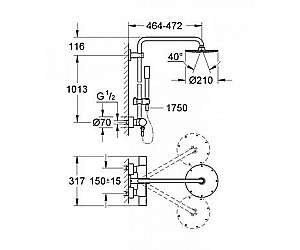 Душевая система Grohe Rainshower System 27032001 купить в интернет-магазине сантехники Sanbest