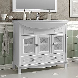 Тумба с раковиной Опадирис Омега 85 белая матовая для ванной в интернет-магазине Sanbest