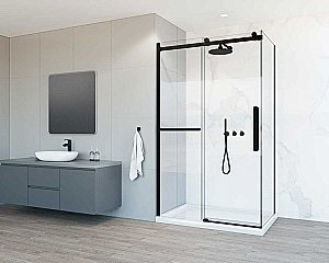 Душевой уголок Vincea Como Soft VSR-1CS1013CLB 130x100 стекло прозрачное/профиль черный купить в интернет-магазине Sanbest