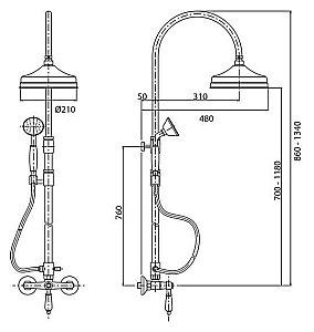 Душевая система Cezares MARGOT-CD-01-Bi хром купить в интернет-магазине сантехники Sanbest