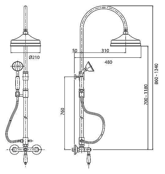 Душевая система Cezares MARGOT-CD-01-Bi хром купить в интернет-магазине сантехники Sanbest
