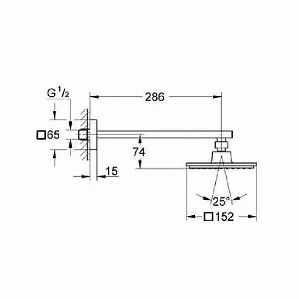 Верхний душ с душевым кронштейном Grohe Euphoria Cube 26073 000 купить в интернет-магазине сантехники Sanbest