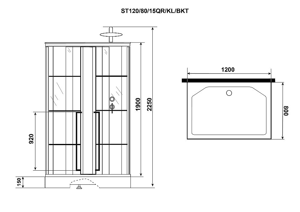 Душевая кабина Niagara Standart ST120/80/15Q/KL/BKT 120х80 купить в интернет-магазине Sanbest