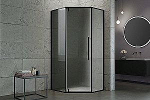 Душевой уголок Royal Bath FATO RB 80TR-T-BL 80х80 стекло прозрачное/профиль черный купить в интернет-магазине Sanbest