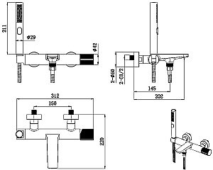 Смеситель для ванны Allen Brau Liberty 5.33006-31 черный матовый купить в интернет-магазине сантехники Sanbest
