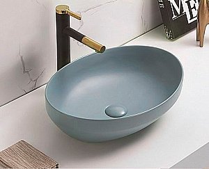 Раковина накладная CeramaLux NC 50 78590MHL голубая матовая купить в интернет-магазине Sanbest