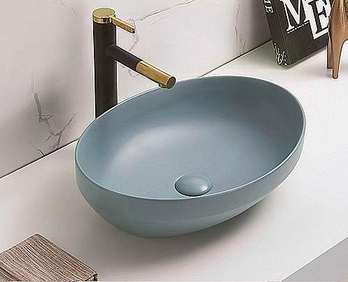 Раковина накладная CeramaLux NC 50 78590MHL голубая матовая купить в интернет-магазине Sanbest