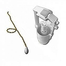 Механизм слива NEW "CATIS" для высокого бачка с держателем Kerasan Retro 754591, ручка белая, без трубы, золото купить в интернет-магазине сантехники Sanbest