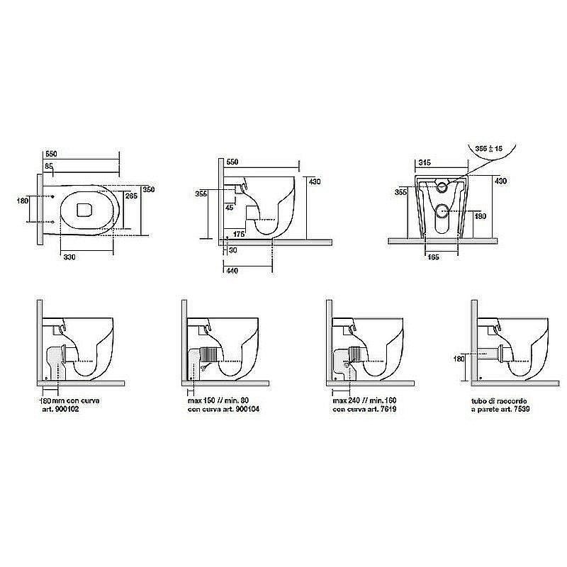 Унитаз приставной Kerasan Nolita 5318 Ferro matt, безободковый купить в интернет-магазине Sanbest