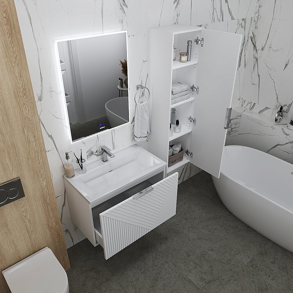 Пенал подвесной Grossman Блисс 37 303548 белый матовый для ванной в интернет-магазине сантехники Sanbest