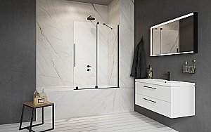 Шторка для ванны Radaway Furo Black PND II 100 стекло прозрачное/профиль черный матовый купить в интернет-магазине Sanbest