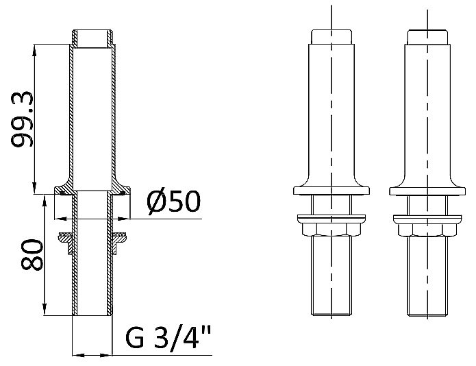 Смеситель для ванны Burlington Guild GU422DC напольный, хром купить в интернет-магазине сантехники Sanbest