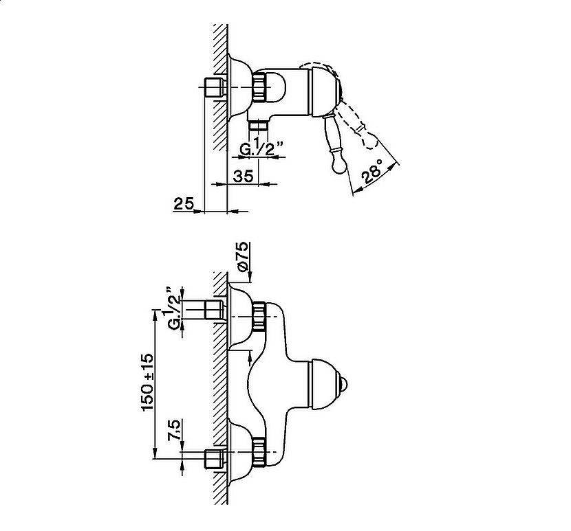 Смеситель для душа Cisal Arcana Royal AY00044127 купить в интернет-магазине сантехники Sanbest