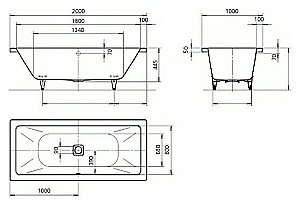 Ванна стальная Kaldewei Conoduo 735 200х100 235300013001 Easy-clean белый купить в интернет-магазине Sanbest
