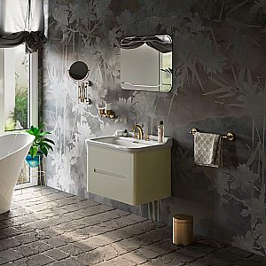 Тумба с раковиной Kerasan Waldorf 80 с 3 отверстиями, ваниль матовая для ванной в интернет-магазине Sanbest