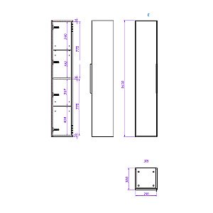 Пенал La Fenice Simpla 30 FNC-05-SIM-C-30 бежевый матовый для ванной в интернет-магазине сантехники Sanbest