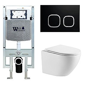Унитаз с инсталляцией WeltWasser AMBERG 497 ST + MERZBACH 043 GL-WT + AMBERG RD-BL купить в интернет-магазине Sanbest