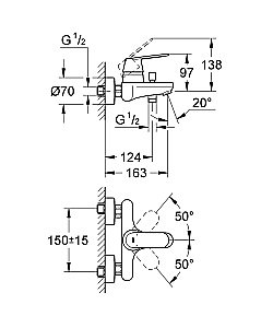 Смеситель для ванны Grohe Eurosmart Cosmopolitan 3283100A хром купить в интернет-магазине сантехники Sanbest