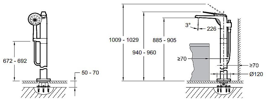 Смеситель для ванны Jacob Delafon AVID E97367-CP хром купить в интернет-магазине сантехники Sanbest