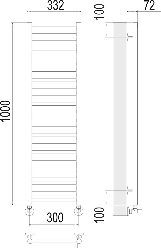 Полотенцесушитель водяной Terminus Аврора П20 300х1000 купить в интернет-магазине сантехники Sanbest