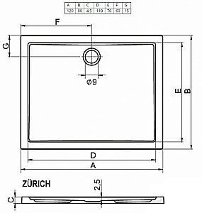 Душевой поддон Riho Zurich 274 120х80 D001015005 белый купить в интернет-магазине Sanbest