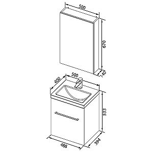 Тумба с раковиной Aquanet Порто 50 для ванной в интернет-магазине Sanbest