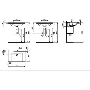 Раковина на полупьедестале Ideal Standard Connect 70 E812801 белая купить в интернет-магазине Sanbest
