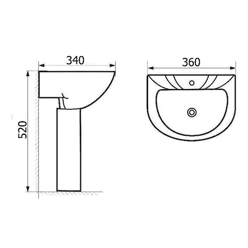 Раковина SantiLine 36 SL-2115W белая без декора купить в интернет-магазине Sanbest
