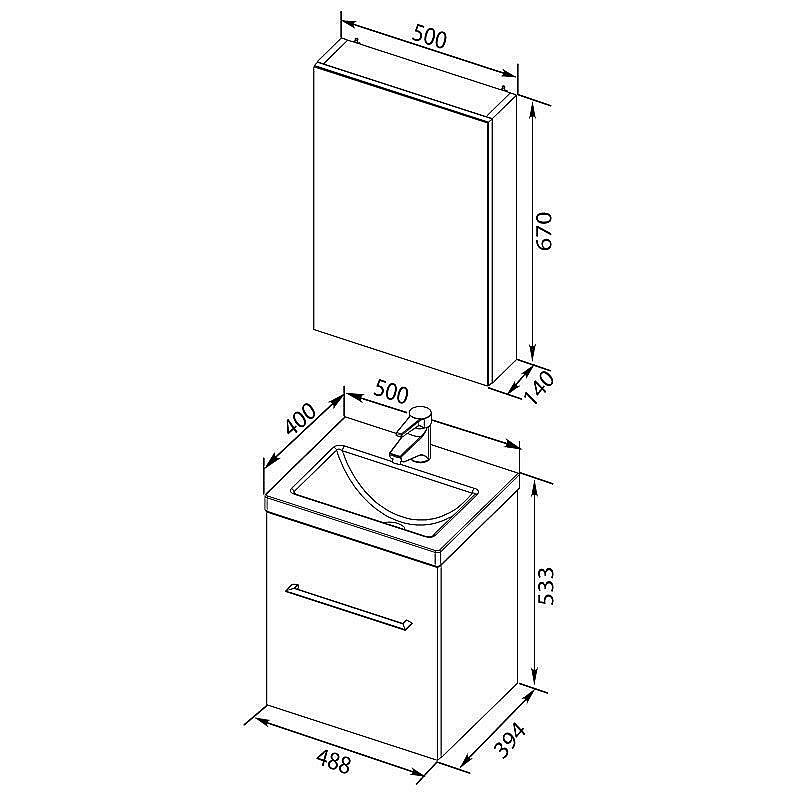 Тумба с раковиной Aquanet Порто 50 для ванной в интернет-магазине Sanbest