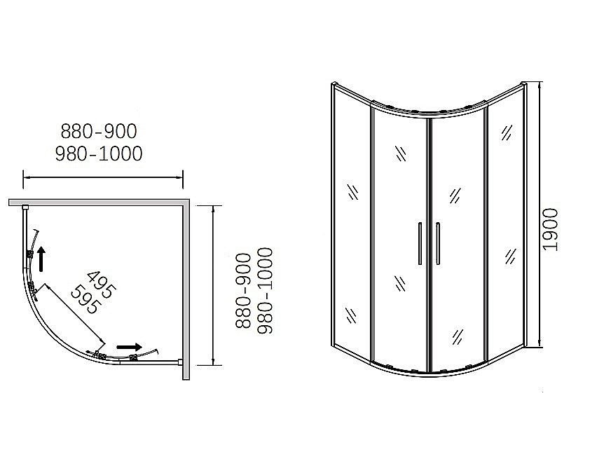 Душевой уголок CeramaLux CL901-100 стекло прозрачное/профиль хром купить в интернет-магазине Sanbest