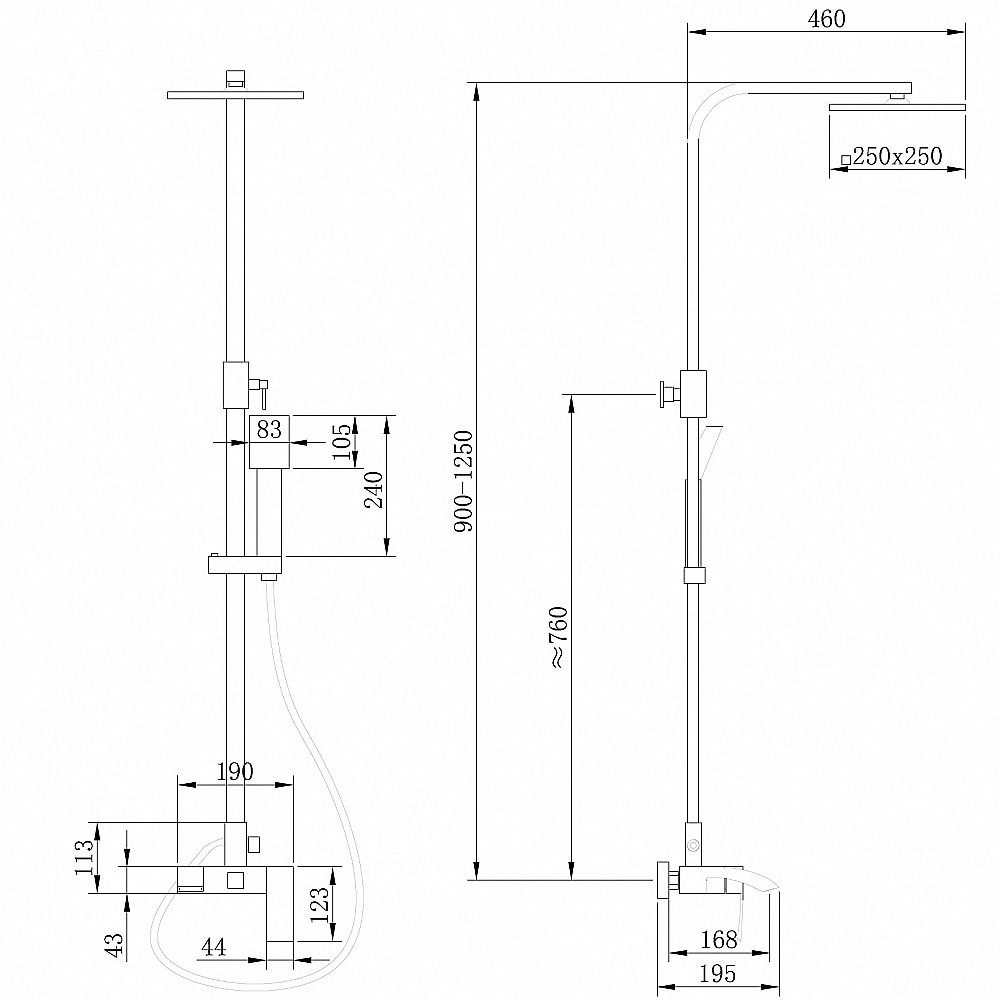 Душевая система ABBER Wasserfall AF8616B черная матовая купить в интернет-магазине сантехники Sanbest