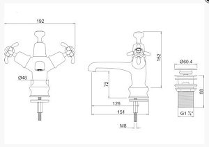 Смеситель для раковины Burlington Regent ANR6-QT купить в интернет-магазине сантехники Sanbest