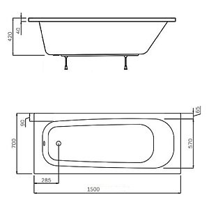 Ванна акриловая Ravak Septima C630S00000 150x70 белая купить в интернет-магазине Sanbest