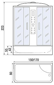 Душевой бокс River Dunay 55 170x80 МТ стекло матовое купить в интернет-магазине Sanbest